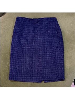Ann Taylor Deep Blue Tweed Pencil Skirt